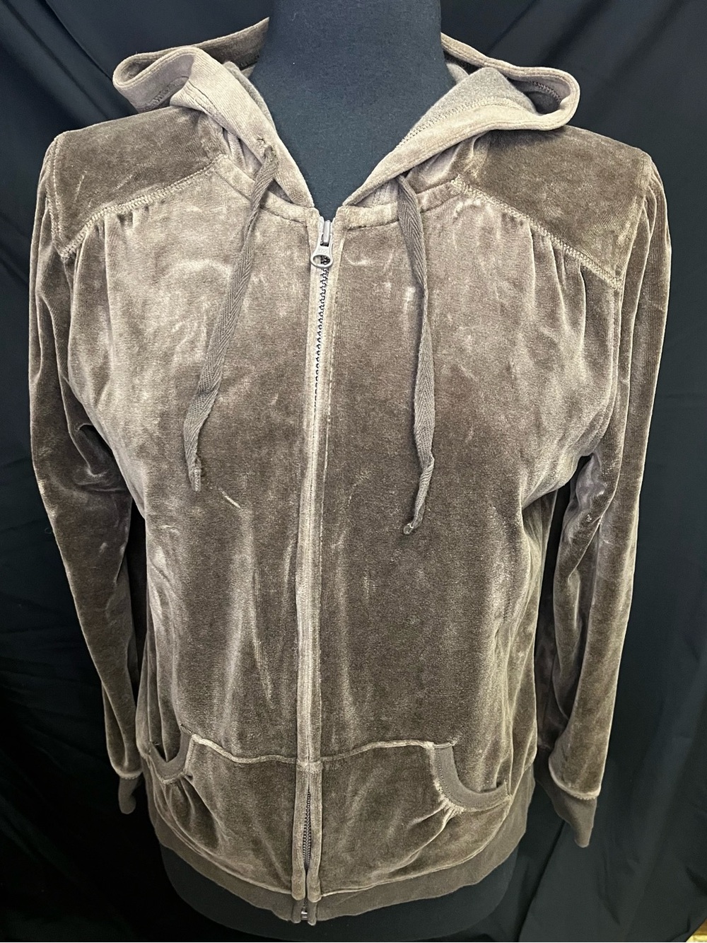 Old Navy Intimates Plush Hooded Lounge Top in Dark Brown